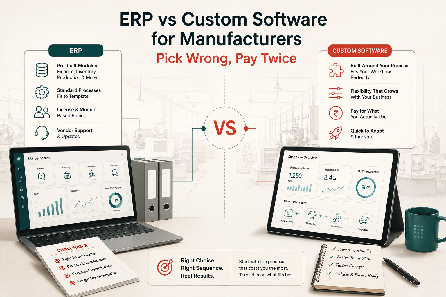 ERP vs Custom Software for Manufacturers: Pick Wrong, Pay Twice