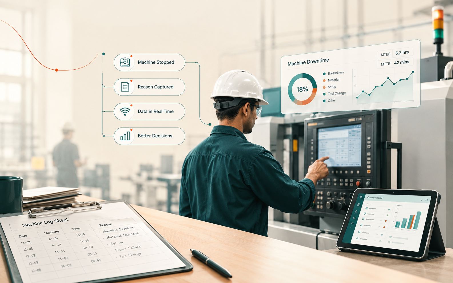 How to Track Machine Downtime When Half Your Stops Never Reach the Log Sheet